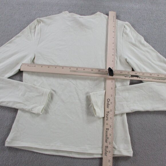 SKIMS Cotton Jersey Long Sleeve T Shirt Womens Medium Bone Casual Stretch NWT - Picture 6 of 9